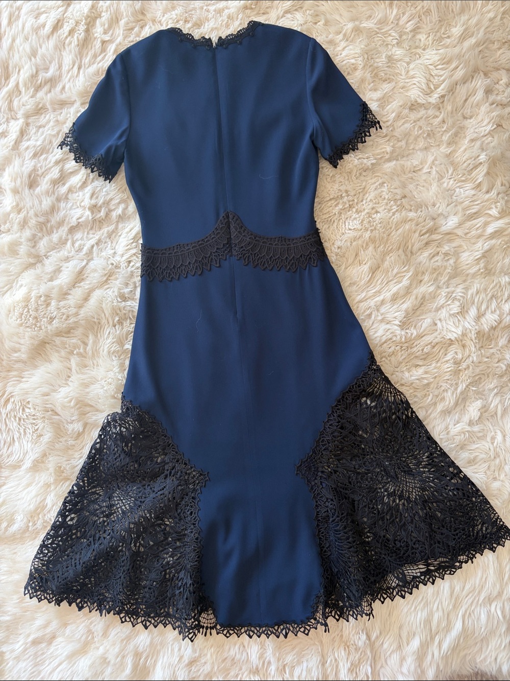 Jonathan Simkhai Navy Dress with Black Lace Insets - Picture 8 of 11